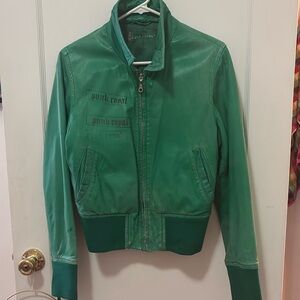 Vintage Punk Royal Vibrant Green Leather Jacket